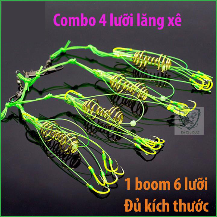 Lưỡi câu Lancer Xanh Chất Lượng Đủ Kích Thước  Làm Từ Thép Không Rỉ, Phủ Sơn - Hộp 4 Lưỡi Câu Cá