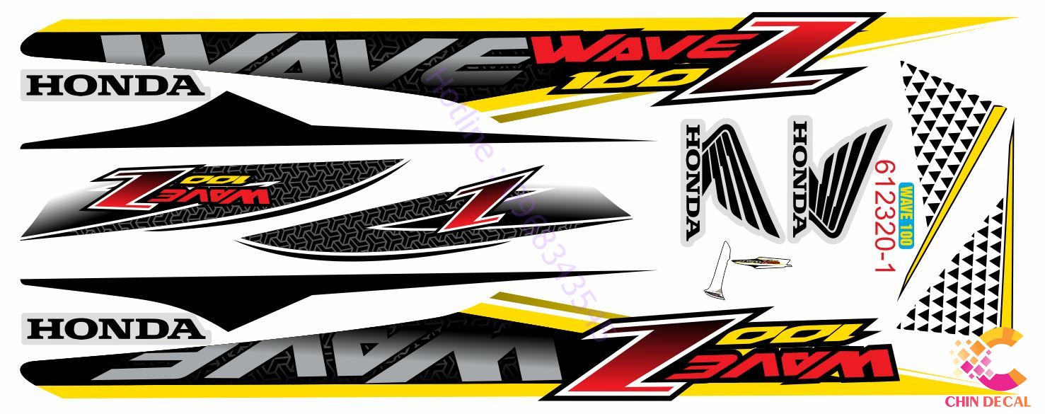 Tem rời WAVE ALPHA  100 & 50cc ( Đời 2016 - 2021 ) Mẫu Z ( Tem 3 lớp chống nước chống bay màu 612320 )