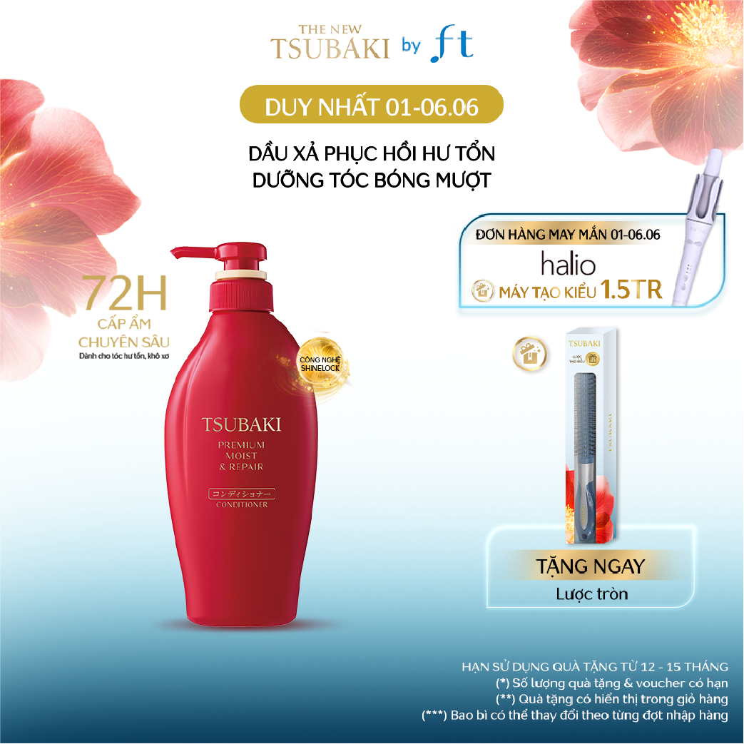 Dầu xả Dưỡng tóc bóng mượt Tsubaki Premium Moist Conditioner 490ml/ 450ml