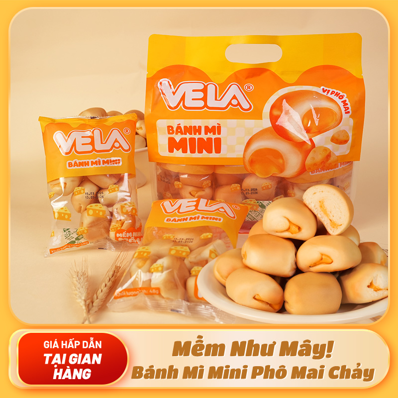 Bánh mì mini vị phô mai VELA combo 1-3 Túi - Bữa sáng hoàn hảo - Hương vị thơm ngon & mềm mịn 240g