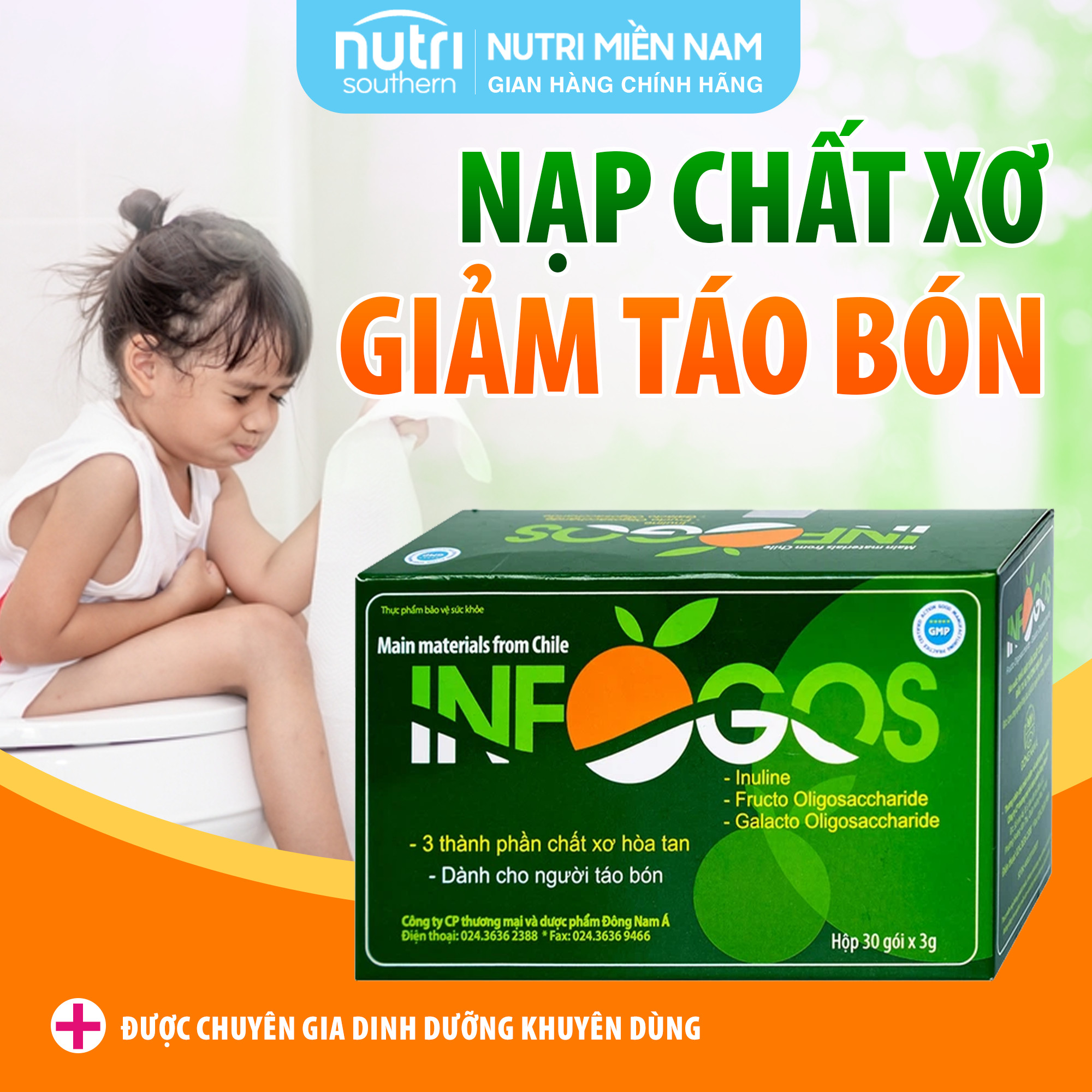 Chất xơ hòa tan infogos hỗ trợ giảm táo bón và rối loạn tiêu hóa, giúp đường ruột khỏe mạnh