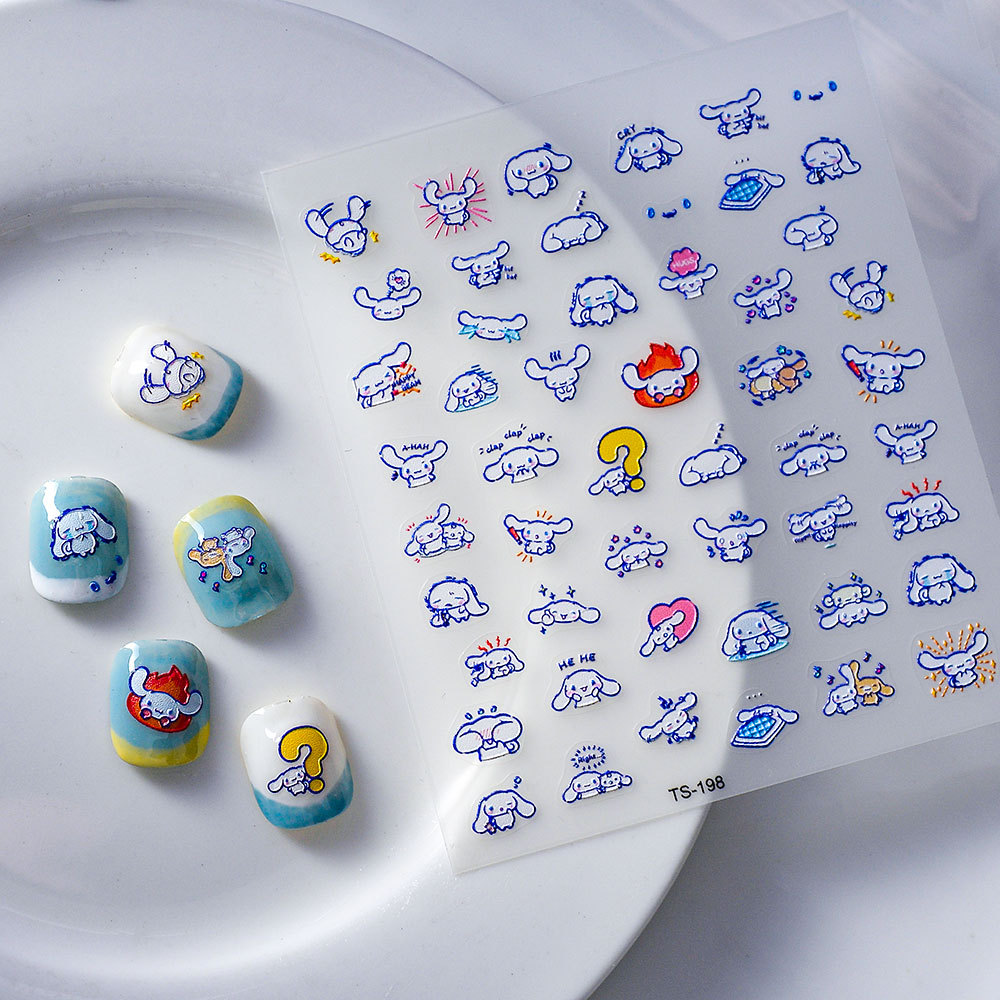 Sticker lụa nổi 5d | thỏ cinnamoroll | hình dán móng tay ts-198