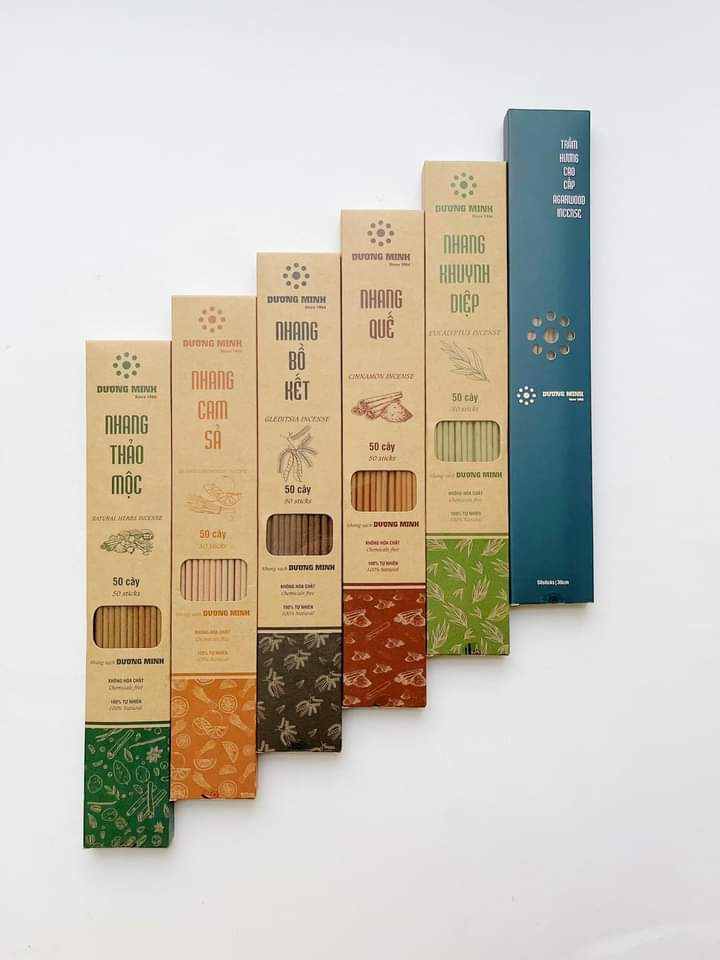 Nhang 30cm - 6 loại nhang sạch Dương Minh 100% tự nhiên hương thảo mộc organic thơm từ cây lá