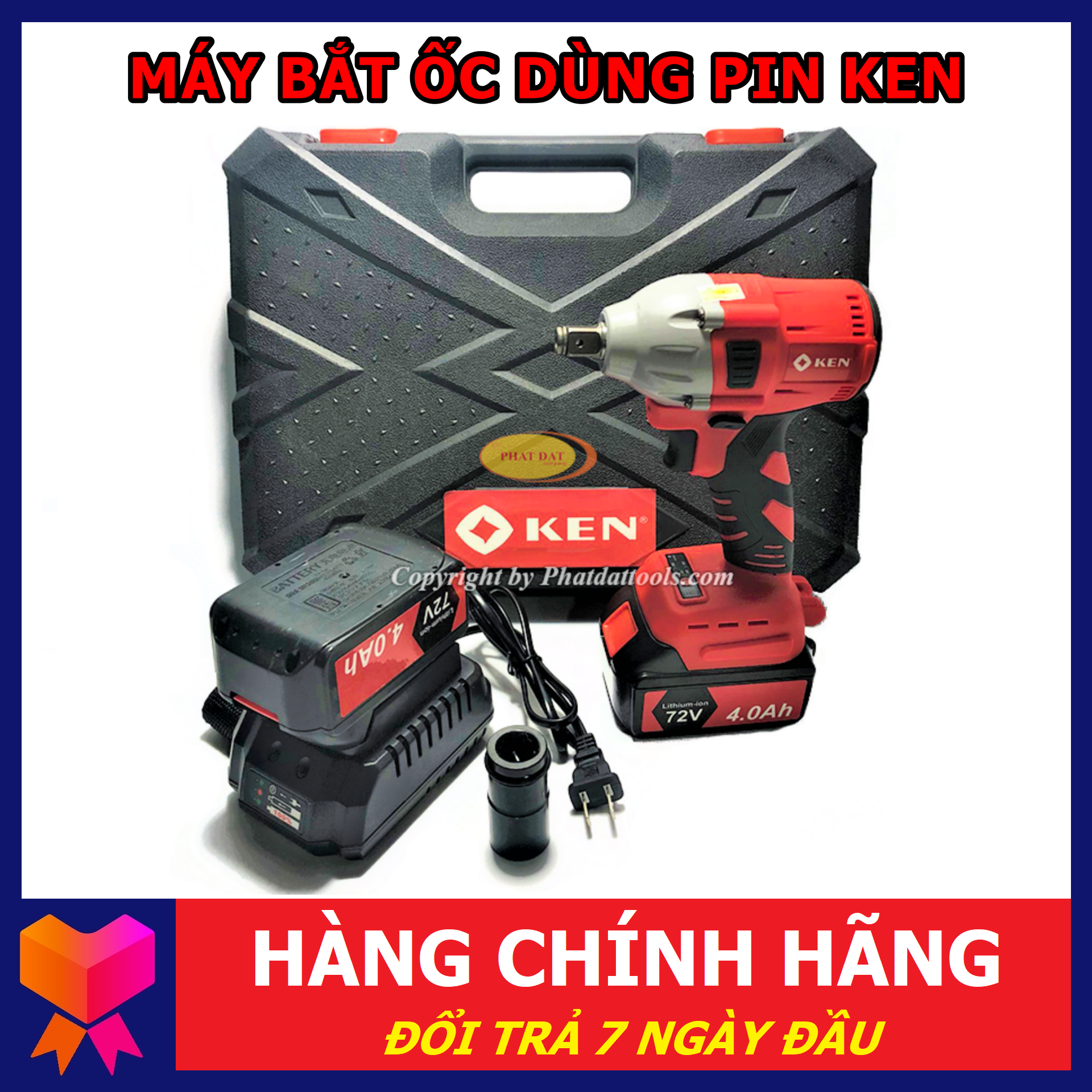 Máy siết bu lông, bắn ốc dùng pin ken - vặn ốc m16 - bao khỏe, bao bền - bảo hành 6 tháng