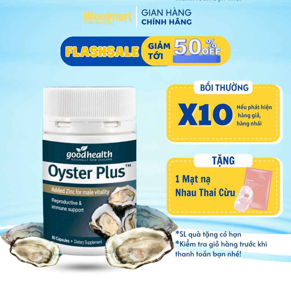 Viên uống tinh chất hàu Good Health Oyster Plus, Úc (60 viên) tăng cường sinh lý cho nam giới