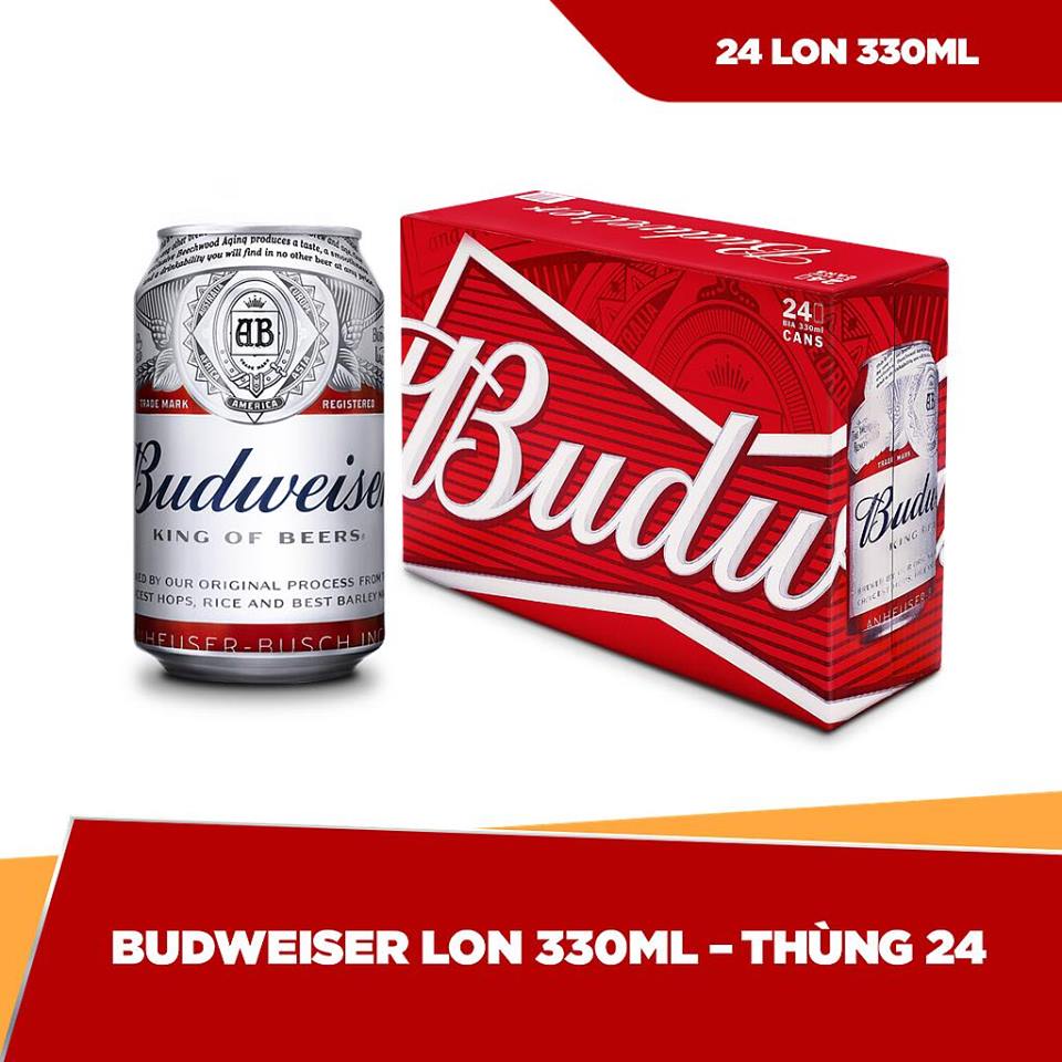 Bia budweiser lon 330ml x 24 | chính hãng date dài
