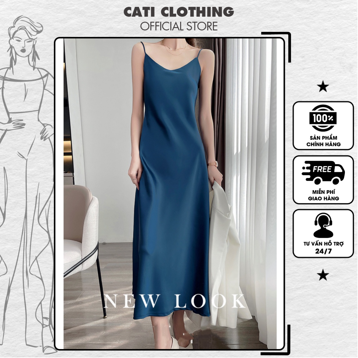 Váy 2 dây lụa sexy 1734