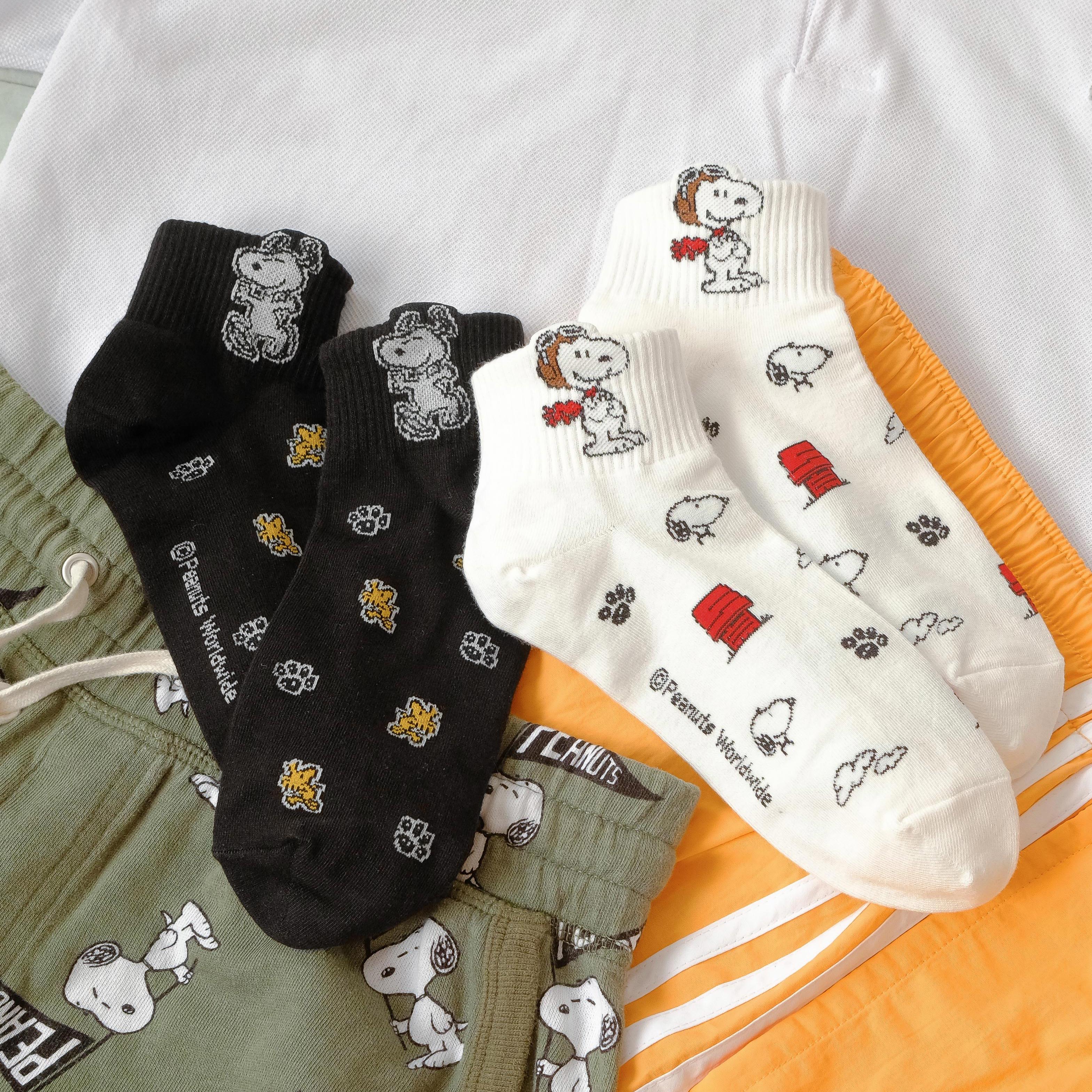 Snoopy pattern ankle - tất vớ thấp cổ unisex nhân vật hoạt hình chú chó snoopy, bản quyền peanuts, nhập khẩu hàn quốc
