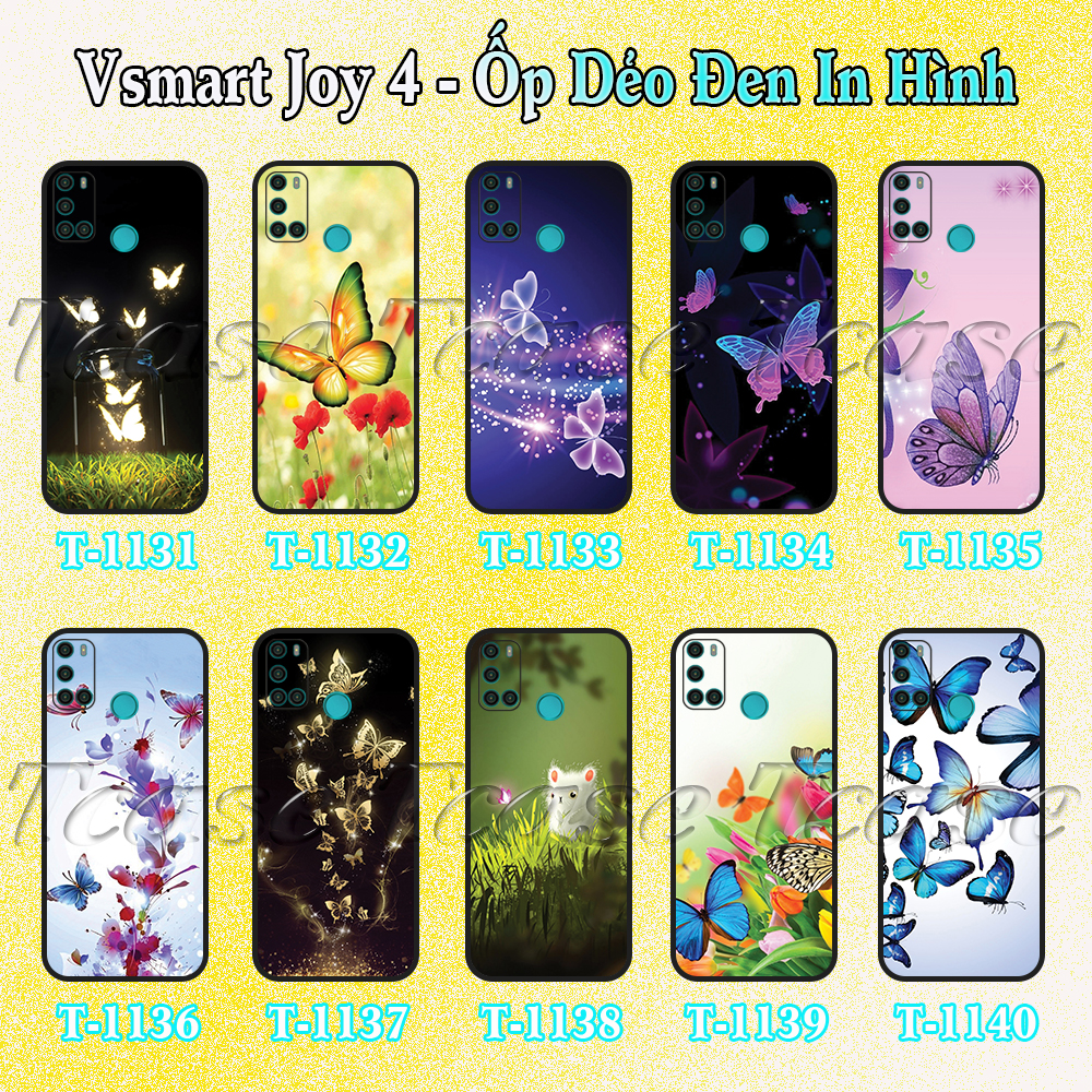 Ốp lưng Vsmart Joy 4 - Ốp dẻo đen in hình Bướm Xinh