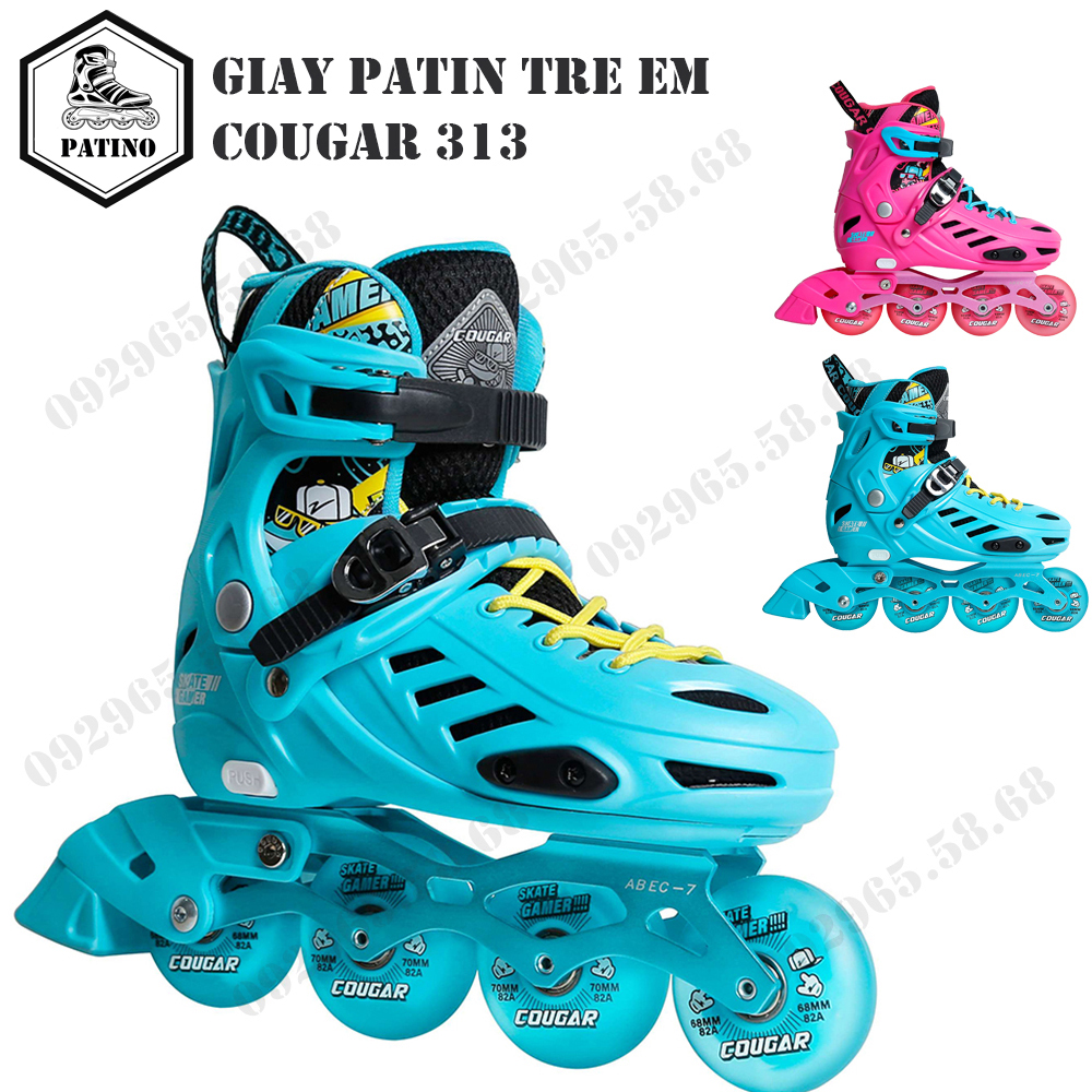 Giày patin trẻ em Giày trượt Patin Cougar 313 8 bánh đèn led siêu sáng giày chỉnh được size bánh xe cao su cao cấp hot trend 2021 giày patin cougar 313 cougar 313 giày ba tin giày patin trẻ em dày trượt patingiày patin cougar