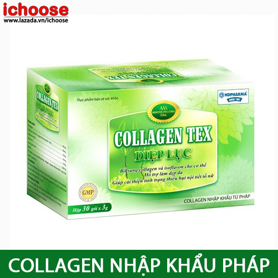 [HCM]Collagen Tex Diệp lục giúp đẹp da ngừa lão hoá và cân bằng nội tiết nữ hộp 30 gói