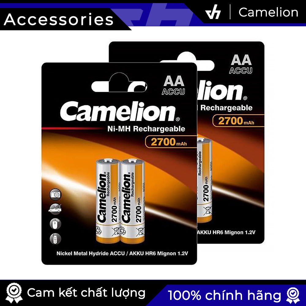 Bộ 4 pin sạc AA Camelion 2700mAh MẪU MỚI Hợp Lực Battery