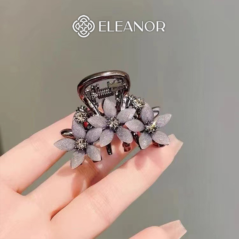 Kẹp tóc nữ càng cua Eleanor Accessories hình bông hoa đính đá phụ kiện tóc kẹp tóc mái mini 9726
