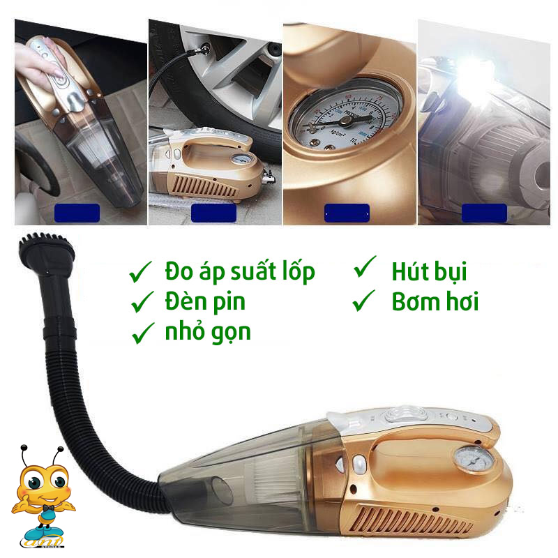 Máy hút bụi cầm tay,máy hút bụi ô tô,máy hút bụi xe hơi,máy hút bụi ô tô cầm tay - máy hút bụi ô tô đa năng 4 trong 1 có thể dùng để bơm lốp, đo áp suất lốp và dùng làm đèn pin cho ô tô.