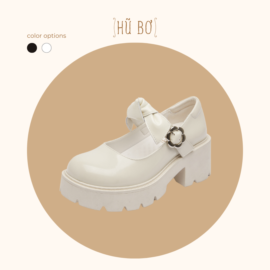 Bowie Platform Mary Jane - Giày Mary Jane đế xuồng có nơ, giày da bò nữ