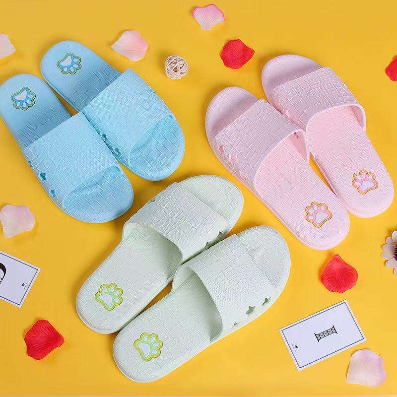 Dép quai ngang nữ chân mèo dễ thương với 2 màu sắc dễ thương hồng và xanh nhạt phong cách dép lê đi trong nhà êm chân thoáng khí và chống trơn trượt New