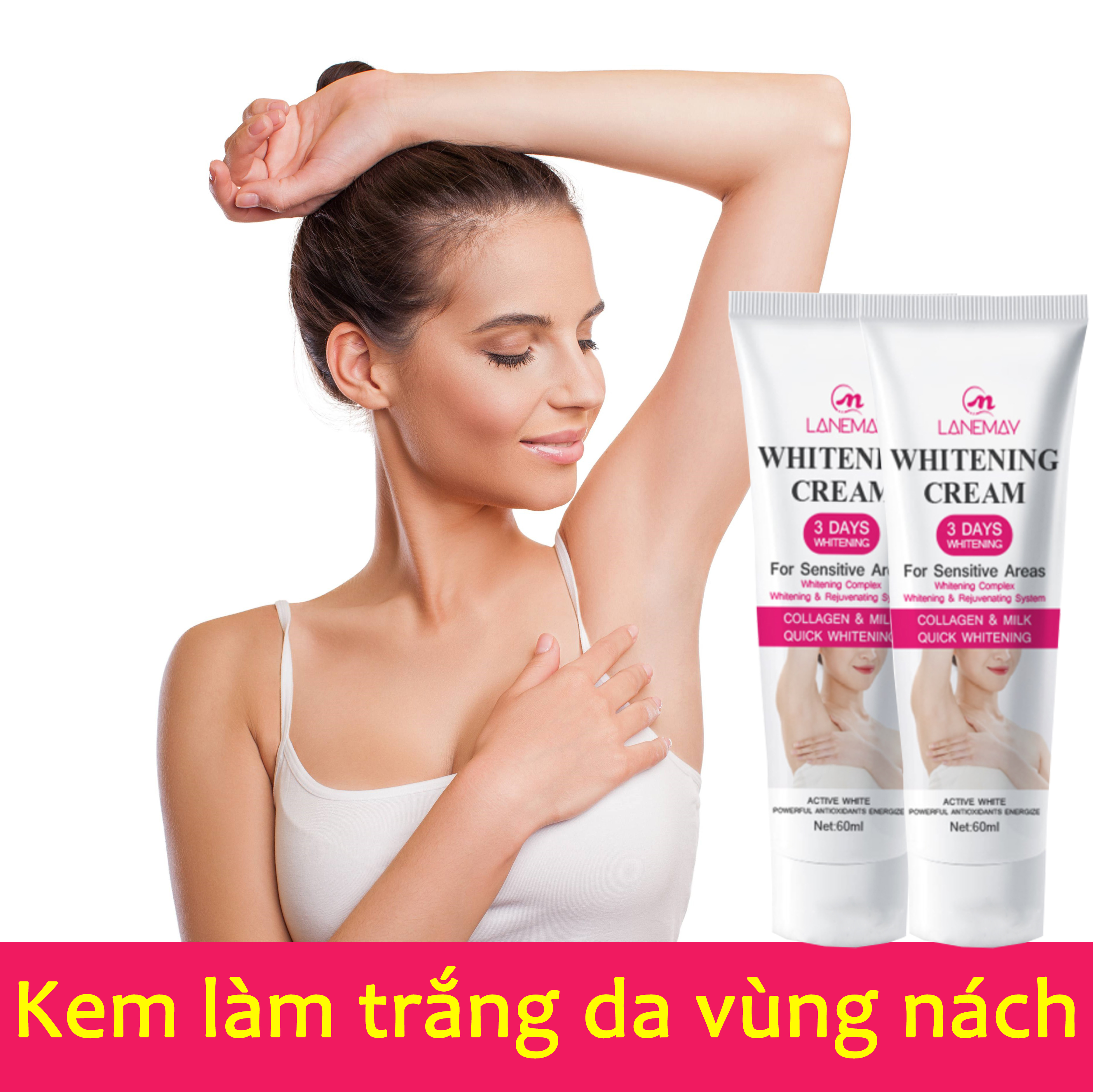 Kem làm trắng da vùng nách Kem làm trắng vùng kín Kem dưỡng trắng da vùng nách và đầu gối 60g,làm trắng nhanh và hiệu quả công thức,Kem dưỡng trắng da toàn thân dùng cho vùng da,An toàn không tác dụng phụ