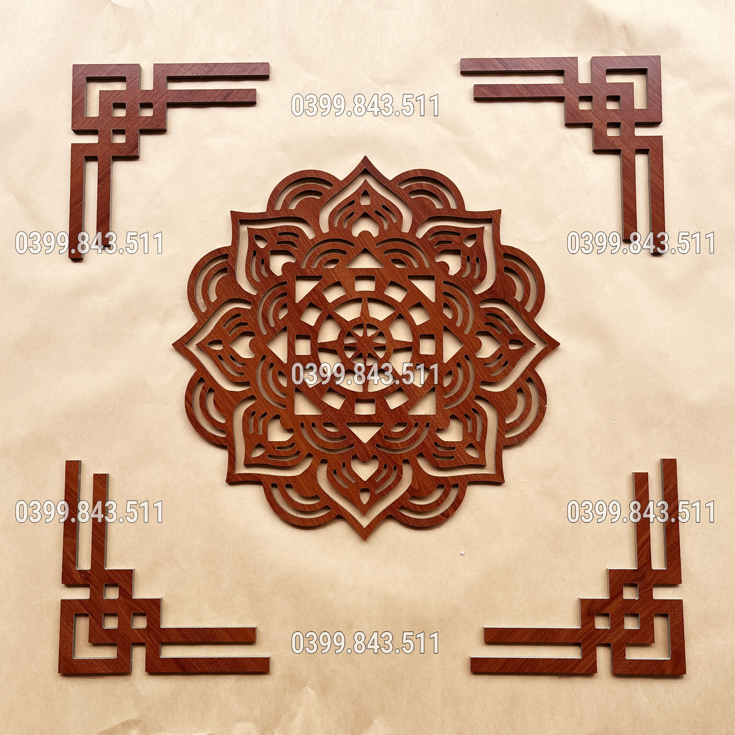 Ốp lưng ban thờ hoa Sen 41x41 chống ẩm mốc cao cấp