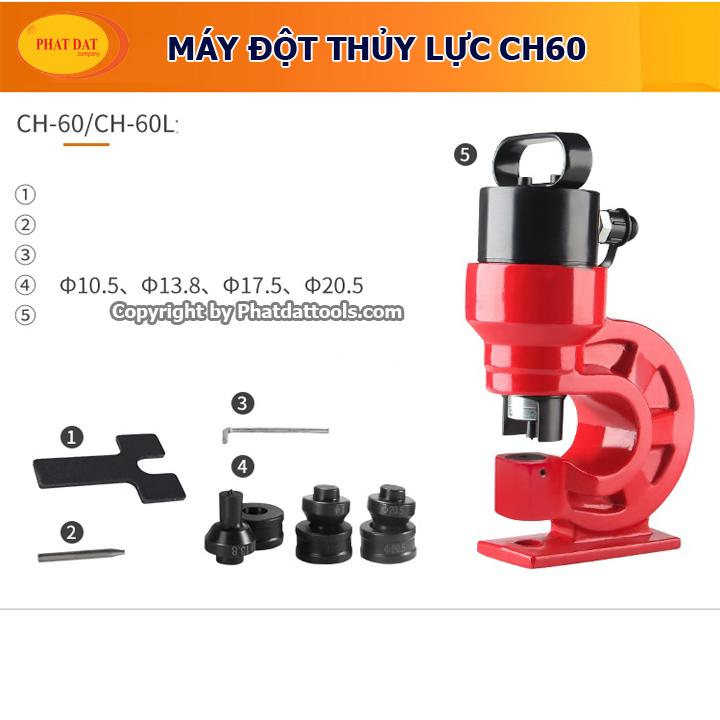 Máy đột lỗ thủy lực ch60 đỏ-đôt bản dày 5-6mm-bảo hành 6 tháng