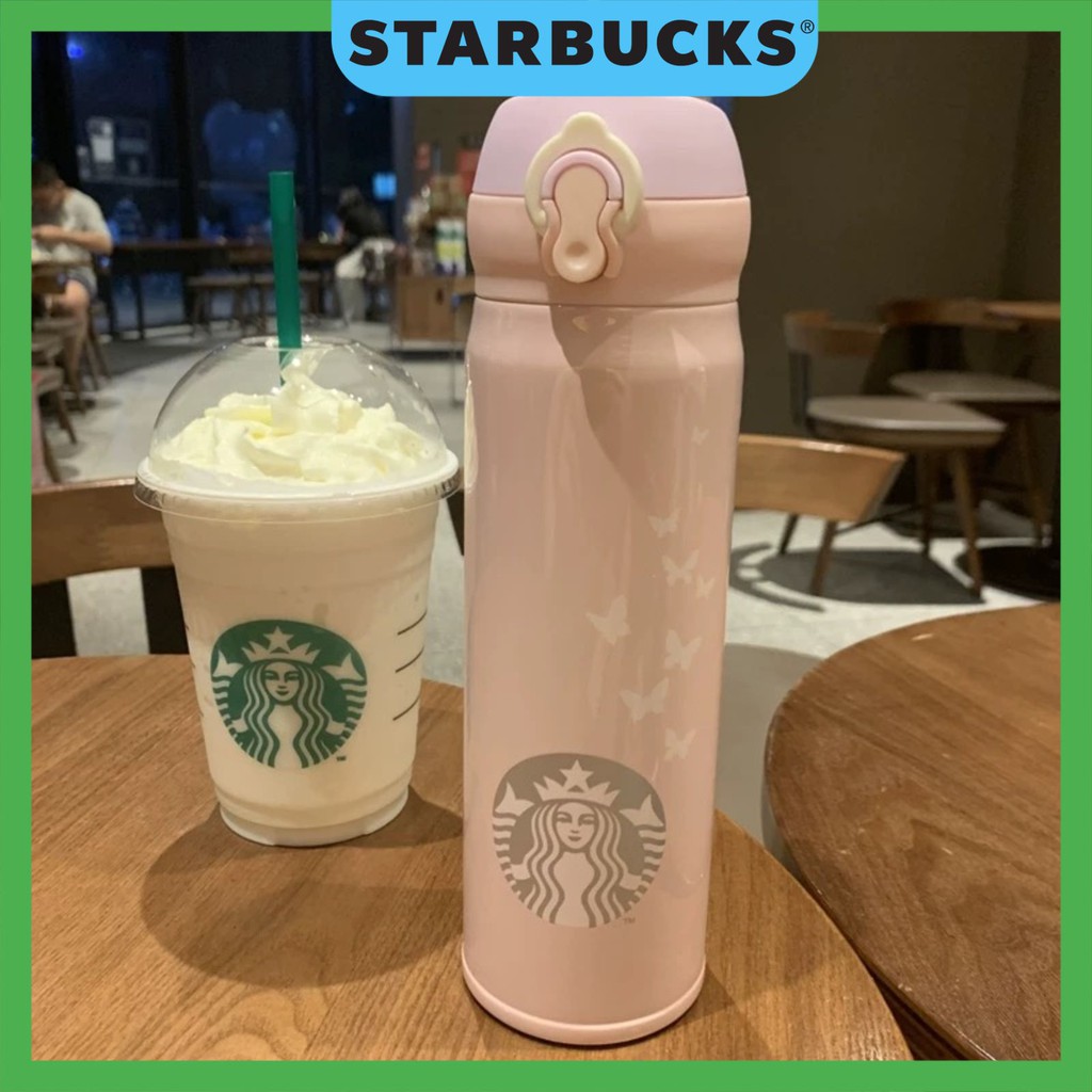 Bình giữ nhiệt Starbucks butterfly màu hồng dung tích 500ml