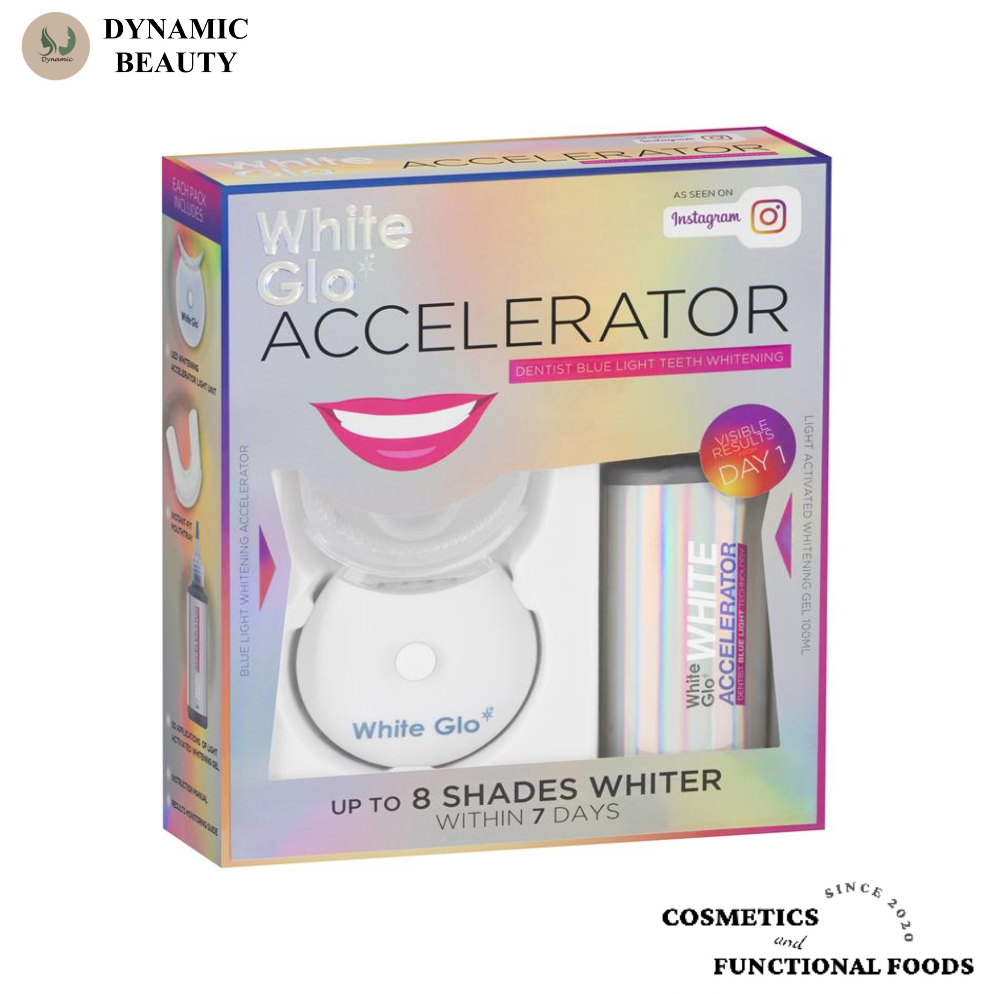 Bộ làm trắng răng bằng ánh sáng xanh White glo white accelerator blue light teeth whitening system của Úc