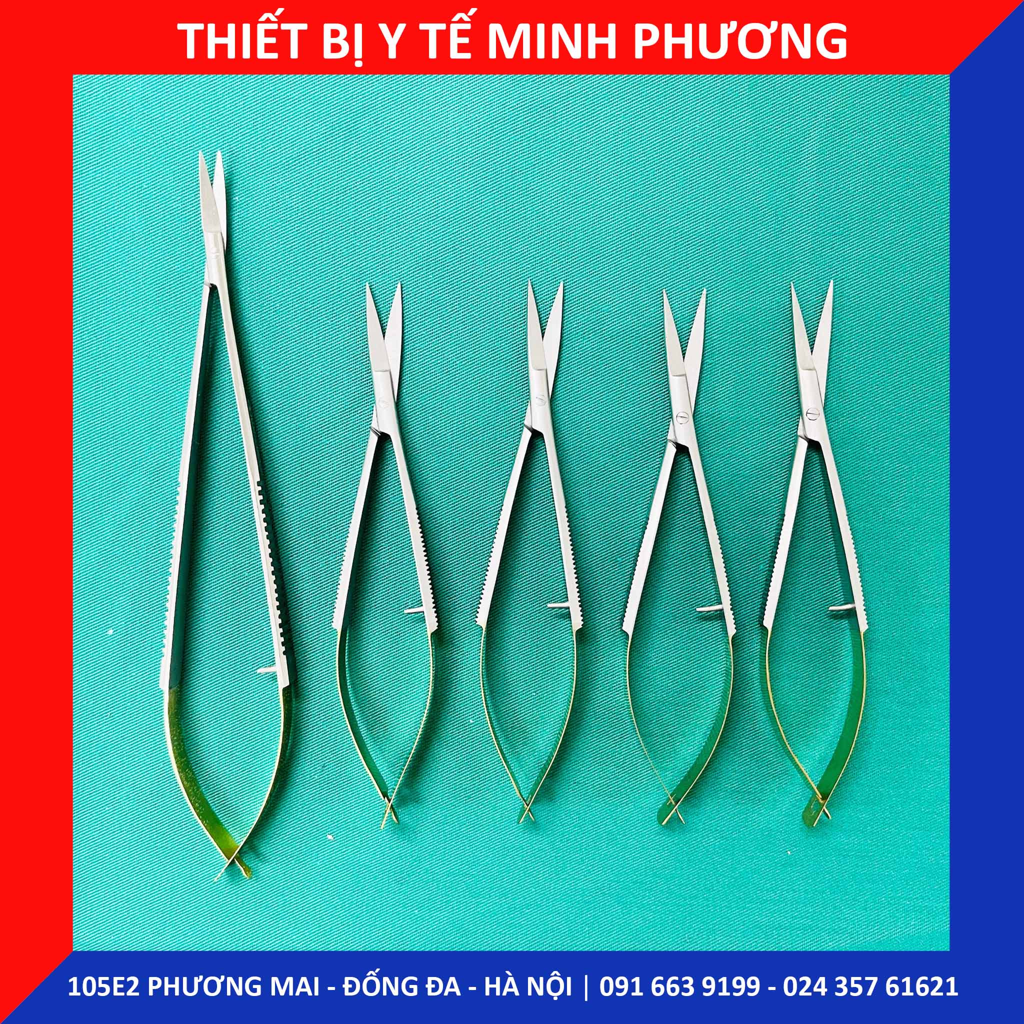 Kéo vannas 11cm 14cm thẳng - cong - chuôi vàng - mạ mờ cn đức