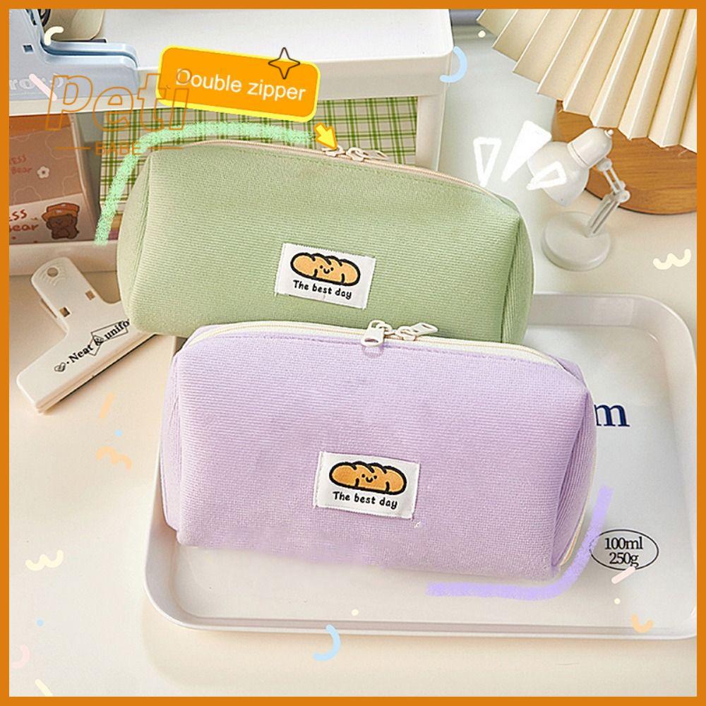 PETIBABE Nhung kẻ Đồ dùng học tập Sức chứa lớn Quà Tặng sinh viên Hộp Bút Chì Túi đựng văn phòng phẩm Hộp Bút Chì Túi đựng bút