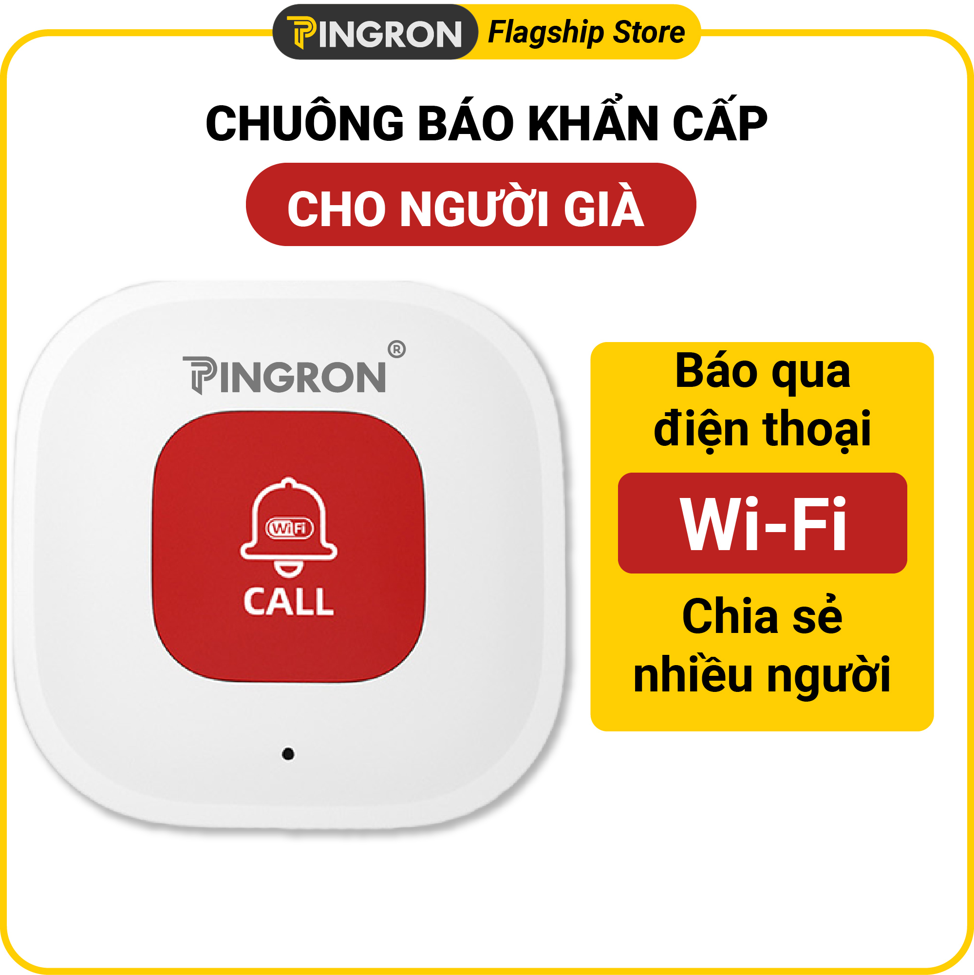 Chuông báo khẩn cấp cho người già PINGRON N01W - Nút gọi khẩn cấp cho người thân và báo qua điện thoại