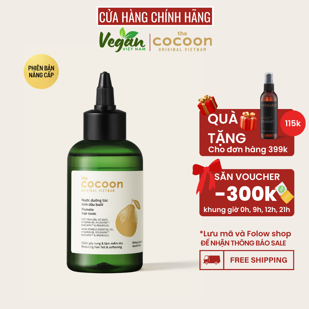 Nước dưỡng tóc tinh dầu bưởi ngăn ngừa rụng tóc giúp tóc mọc nhanh cải thiện hư tổn nặng (pomelo hair tonic) Cocoon Viet Nam140ml  - Vegan Việt Nam