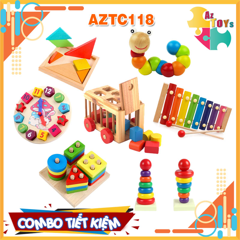 [HCM]Combo Đồ Chơi Gỗ Phát Triển Trí Tuệ Toàn Diện Cho Bé Vừa Học Vừa Chơi