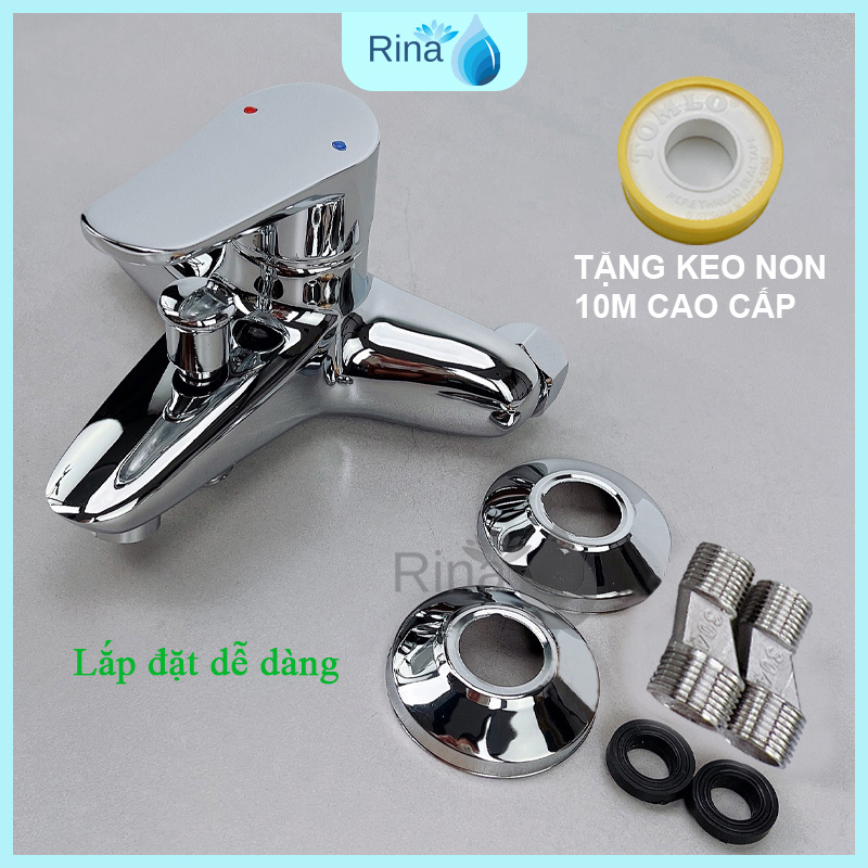 Bộ Vòi Củ Sen Tắm Nóng Lạnh Đồng Thau Xi Bóng Cao Cấp Rina RN3006