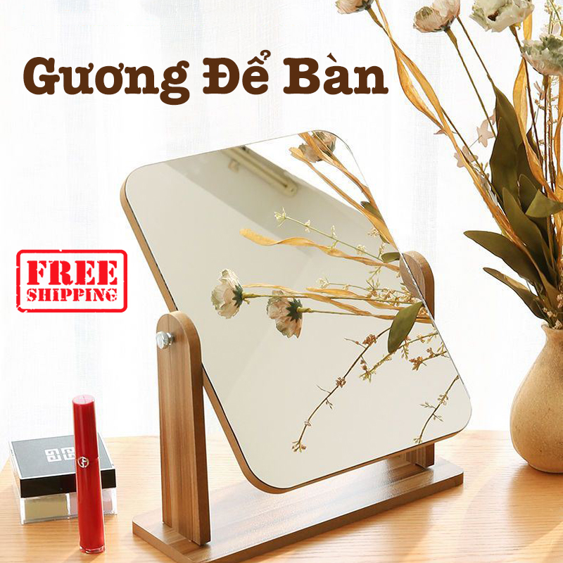 Gương để bàn trang điểm, gương gỗ để bàn trang trí kiểu hàn sang trọng sixteen fashion