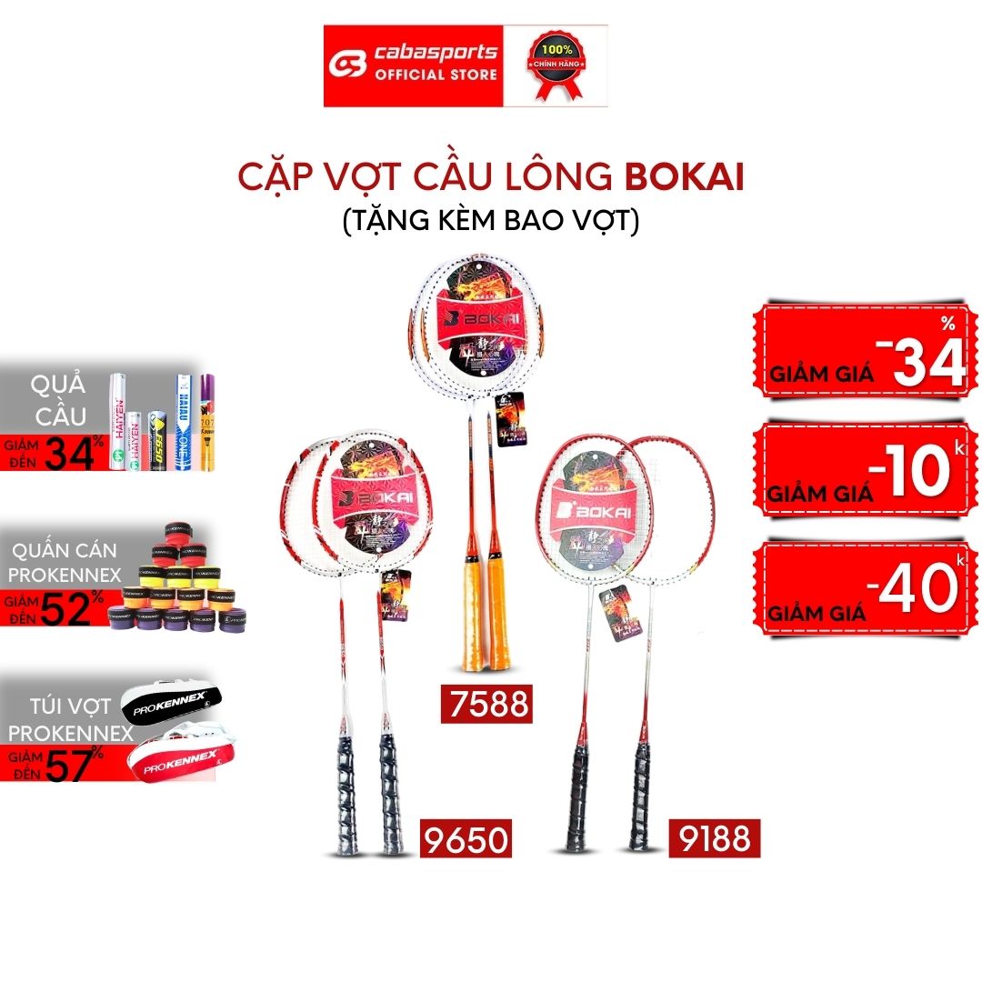 Bộ vợt cầu lông Bokai chính hãng, cặp vợt cầu lông giá rẻ chất lượng