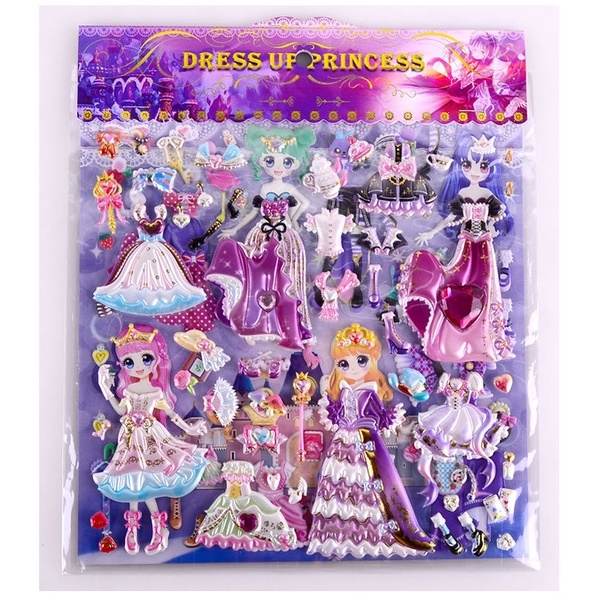Set sticker hình dán công chúa dạ hội fesson, Sticker cute 3d cho bé phối đồ và phụ kiện thời trang công chúa