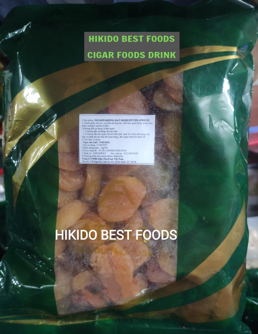 Qủa mơ khô vàng hữu cơ sấy dẻo organic không hạt apricot hiệu atlas túi 1kg