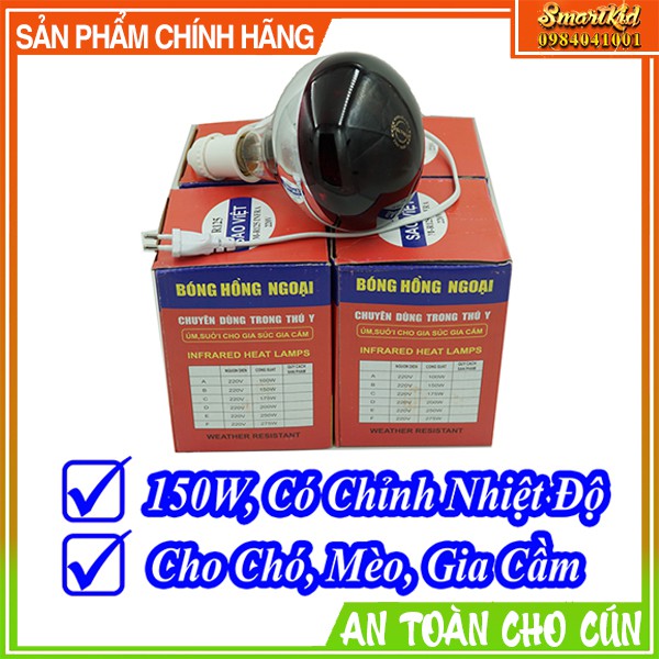 Bộ Bóng Đèn Sưởi Hồng Ngoại Có Chỉnh Nhiệt Độ Cho Chó Mèo