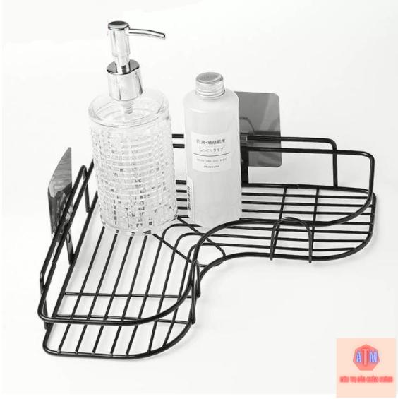 Kệ góc treo tường nhà tắm bằng thép đen chắc chắn kệ treo tường nhà bếp dán tường chịu lực kệ góc giá đỡ khung sắt treo dán góc tường siêu chắc
