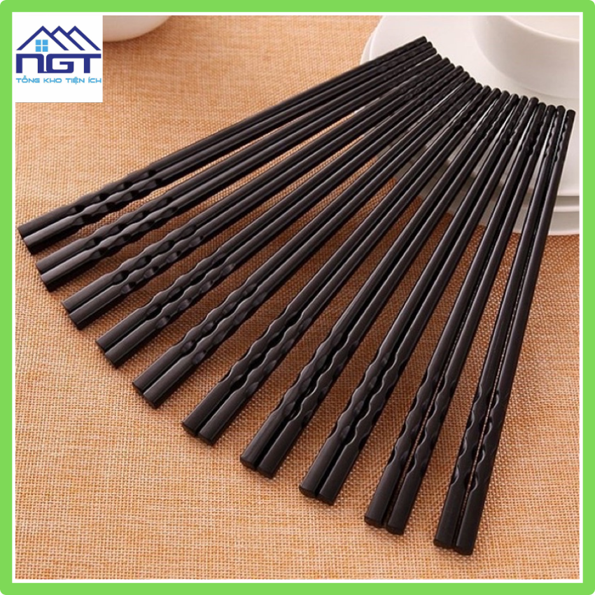⚡ XẢ KHO ⚡ bộ 10 đôi đũa nhựa phíp đen Nhật Bản ,đầu nhám nhựa melamin cao cấp