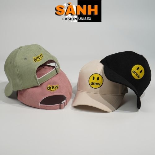 Mũ lưỡi trai thêu hình mặt DREW Nón kết chất nỉ cao cấp thời trang form unisex nam nữ K27
