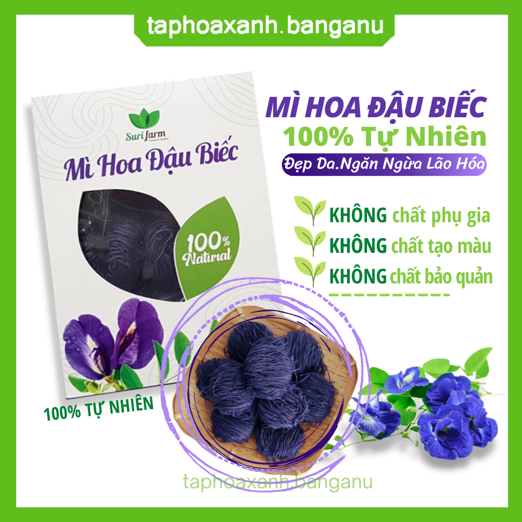 Mì hoa đậu biếc hữu cơ surifarm⚡freeship⚡mì ăn kiêng.giảm cân.chống lão hóa, đẹp da sáng mắt