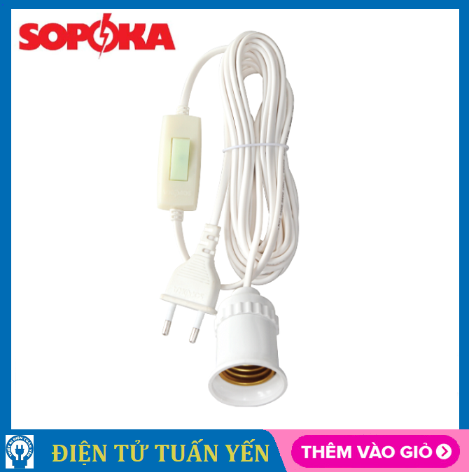 Bộ dây đui đèn liền công tắc sopoka đs6/đs7 công suất chịu tải 1200w, chịu nhiệt tốt, dây dài 2,5m và 5m - hàng chính hãng