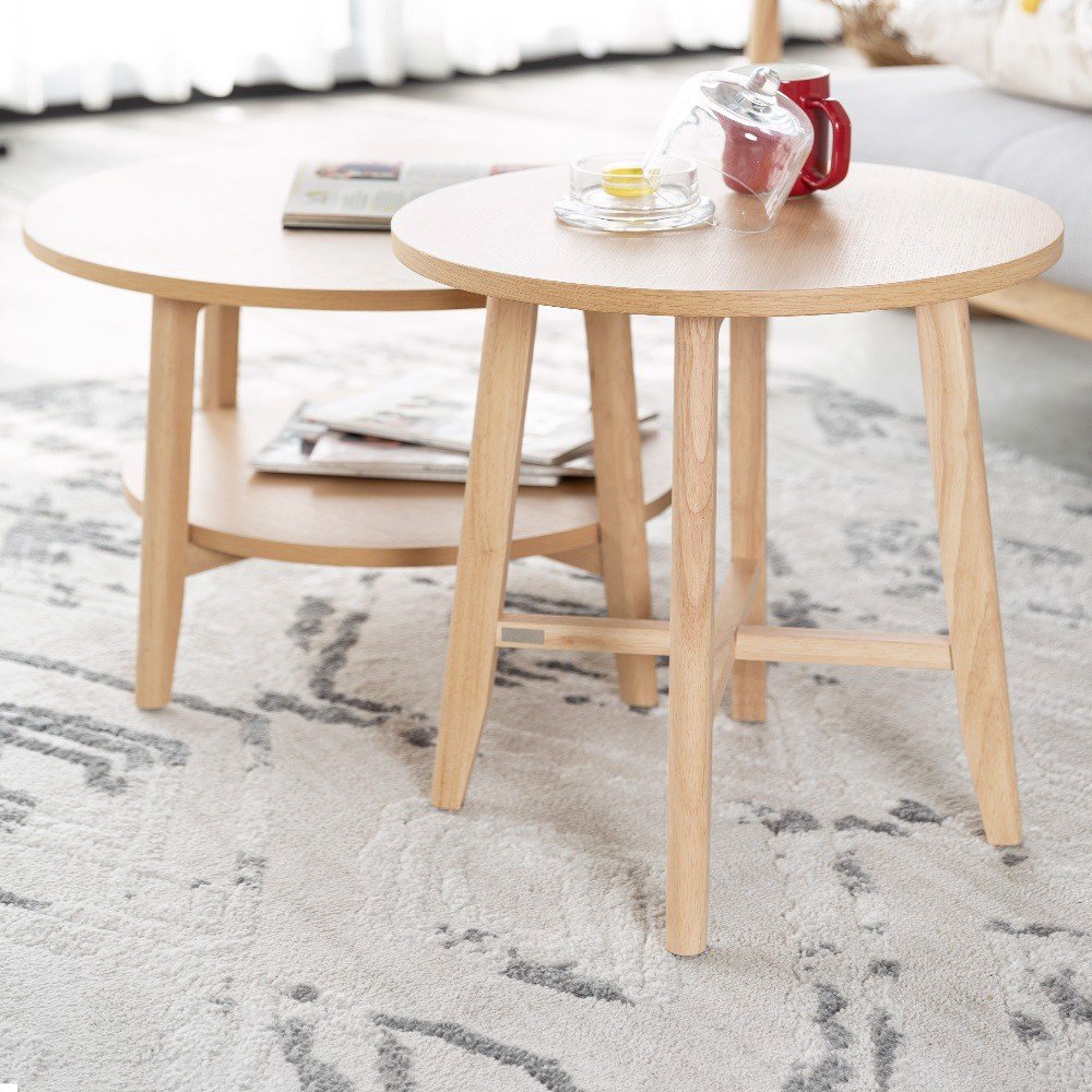 Set 2 bàn sofa – bàn trà tròn gỗ moho oslo 901