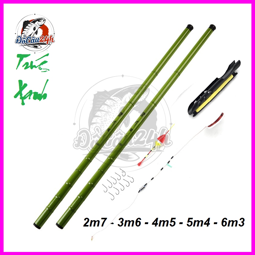 Cần Câu Tay Trúc Xanh Độ Cứng 3h Kèm Phụ Kiện Câu Cá Cơ Bản