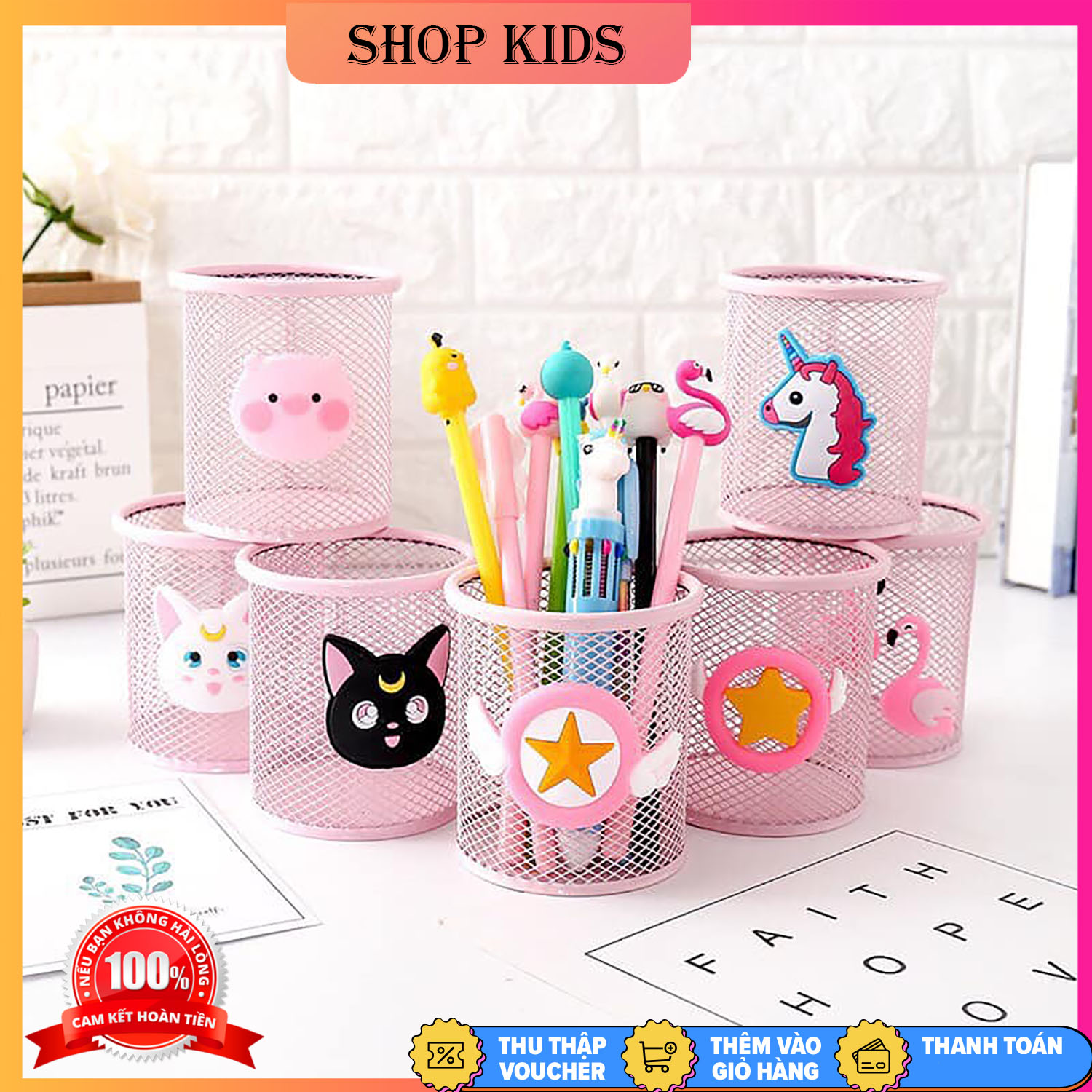 Hộp đựng bút để bàn cute, Khay đựng bút để bàn, Khay đựng bút kim loại nhiều mẫu