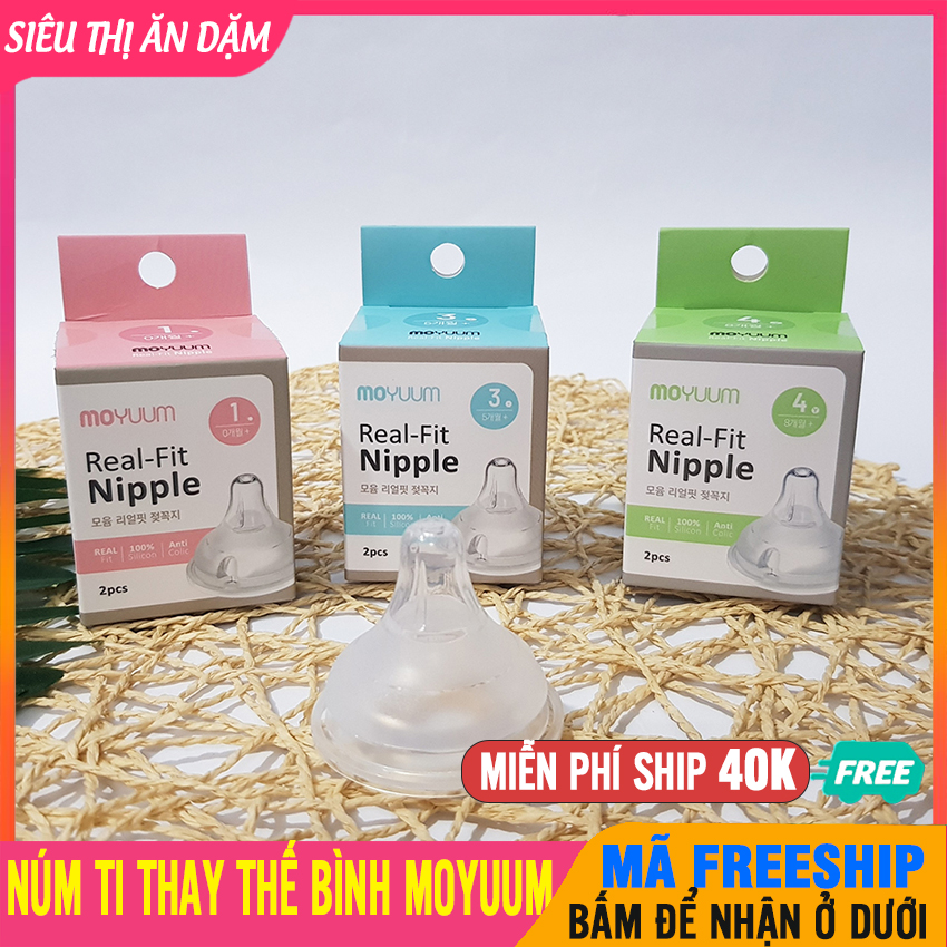 Núm ti thay thế bình sữa moyuum hàn quốc size 1-2-3-4 - núm ty moyuum cho bé, núm ty cho trẻ sơ sinh - num ti moyuum - siêu thị ăn dặm