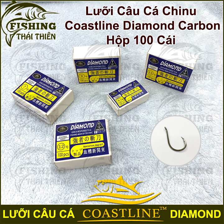 Lưỡi Câu Cá Chinu Carbon Coastline Diamond Hộp 100 Cái