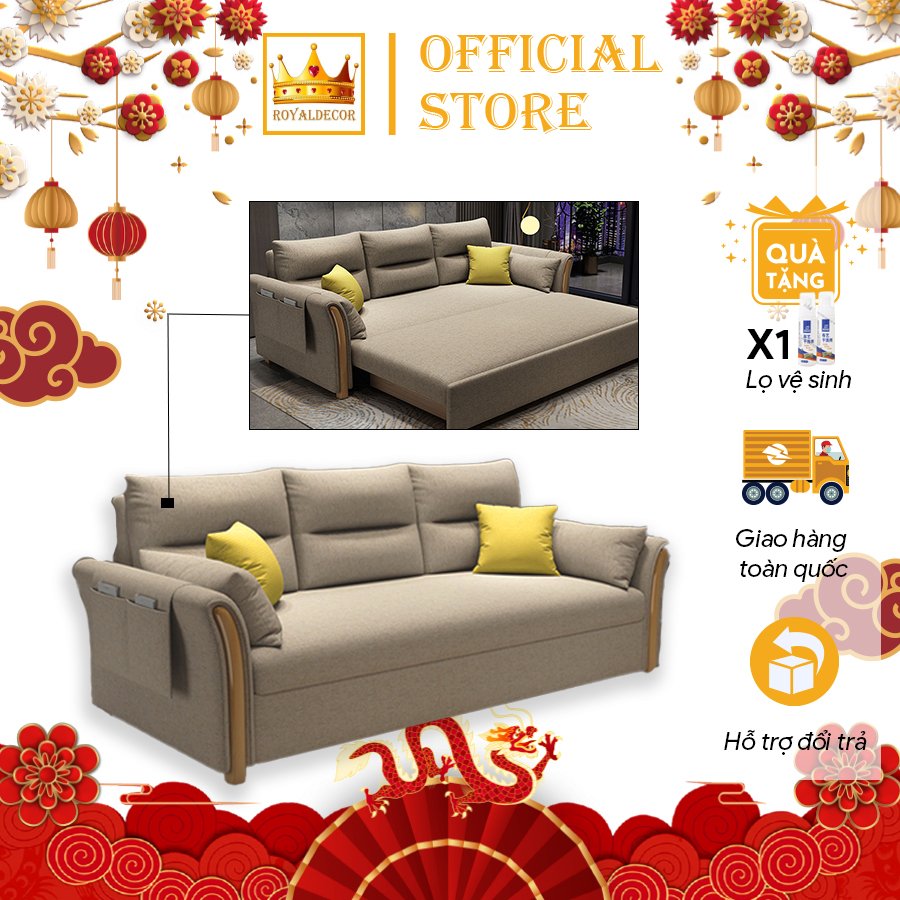 Ghế sofa đa năng thông minh Giường Sofa Kéo Thành Ghế ROYALDECORHN Tiện Lợi Khung Sắt Đệm Bọt Biển Nội Thất Phòng Ngủ