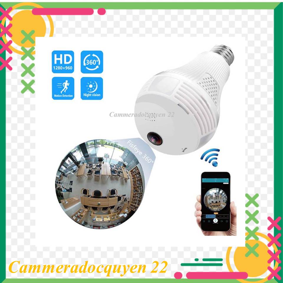Camera wifi app IPC360PRO thiết kế dạng bóng đèn 1080P - 2MP ,  xoay ngang 360 độ , đàm thoại 2 chiều , BẢO HÀNH 12 THÁNG