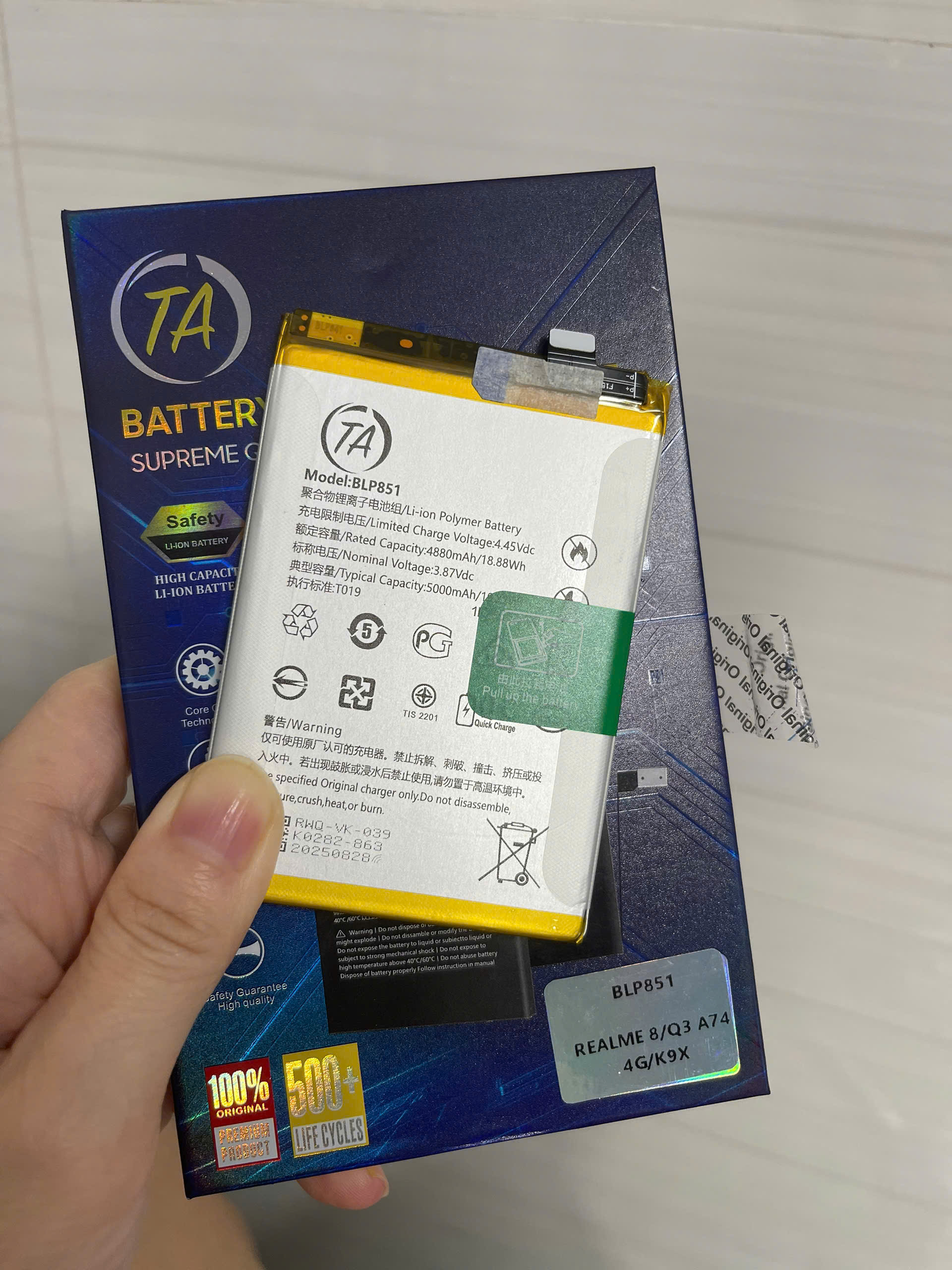 Realme 8-5g/ Q3/ A74-4G/ A95-4G/ K9X Battery Installed Together, Model Blp 851