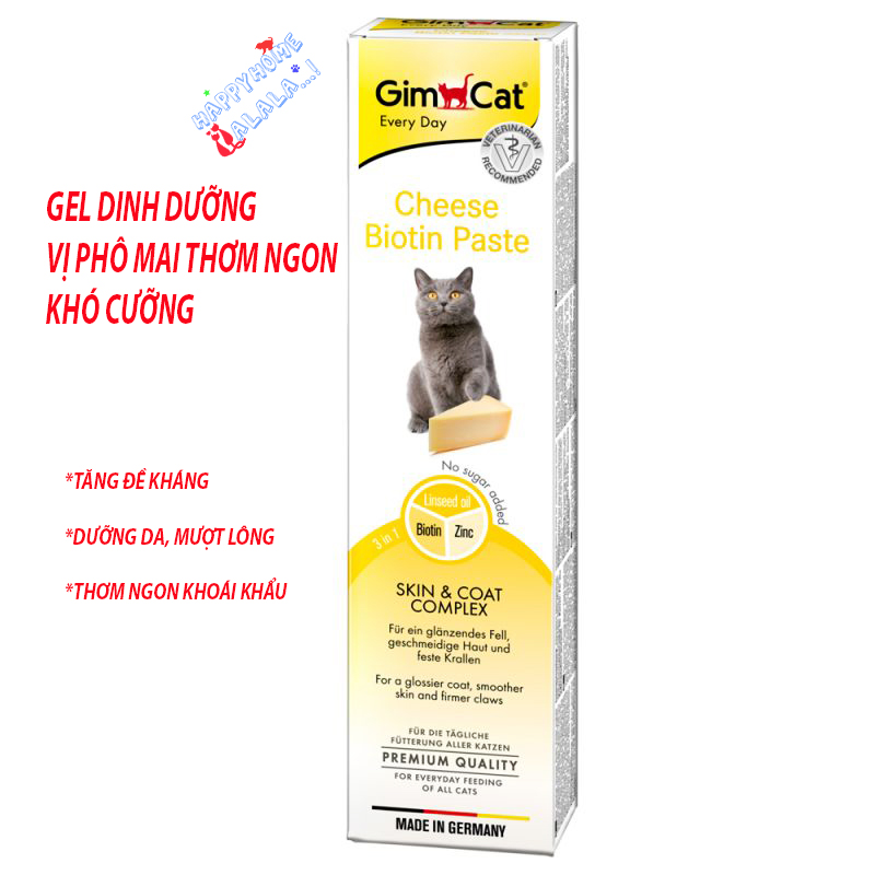 Gel GimCat Cheese Biotin phô mai dinh dưỡng thơm ngon cho mèo, khẩu vị tuyệt vời